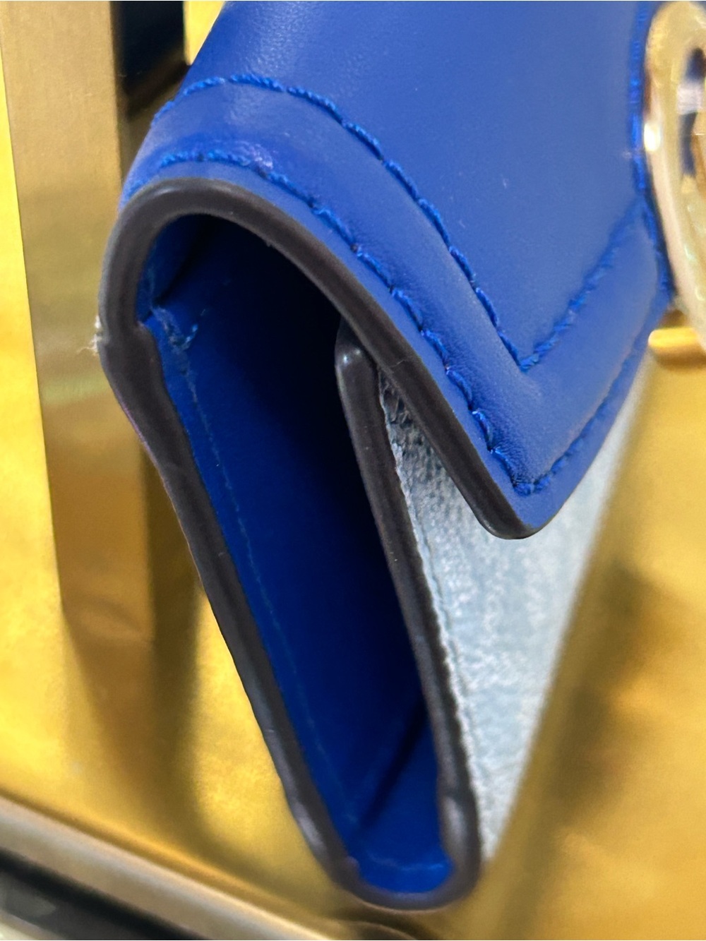 Michael Kors Royal Blue Leather and Light Blue Monogram Key Holder Card Case - Picture 13 of 14
